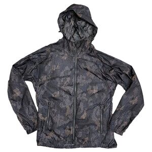 Theory 38 Strikt B Black Digital Camo Print Nylon Windbreaker Jacket